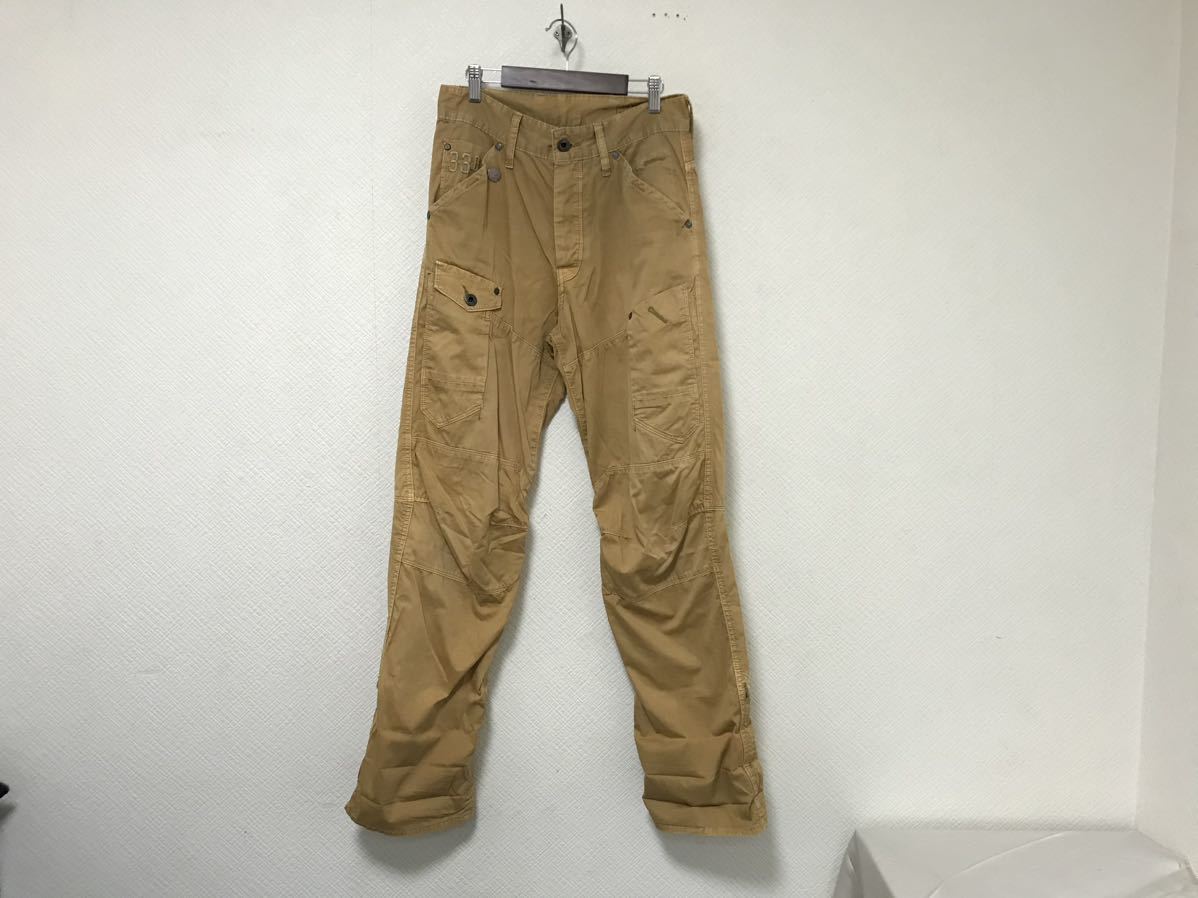 本物ジースターロウGSTAR RAWコットンカーゴワークパンツサーフミリタリーアメカジビジネススーツメンズイエロー28S拍卖