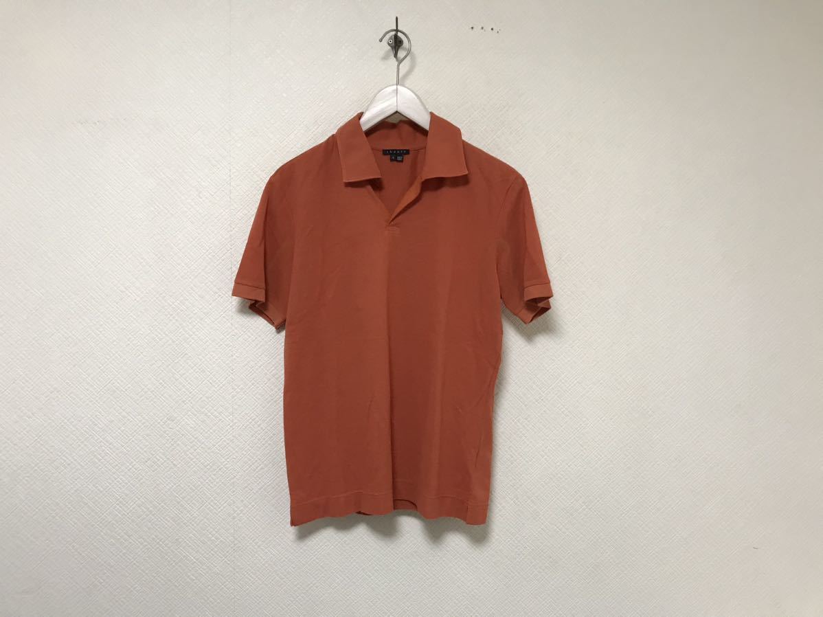 本物セオリーtheoryコットン半袖ポロシャツメンズアメカジサーフミリタリービジネススーツオレンジSトルコ製拍卖