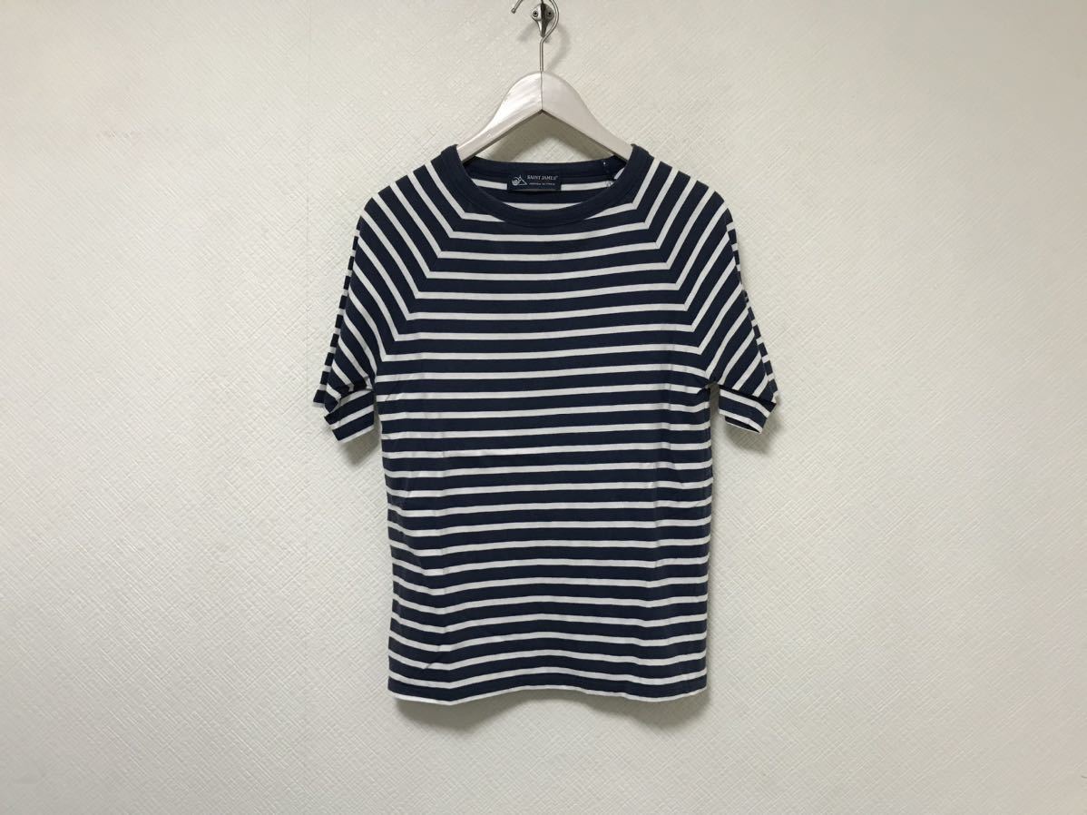 本物セントジェームスSAINT JAMESコットンボーダー柄半袖Tシャツメンズアメカジサーフミリタリービジネススーツ青ブルー白フランス製S36拍卖