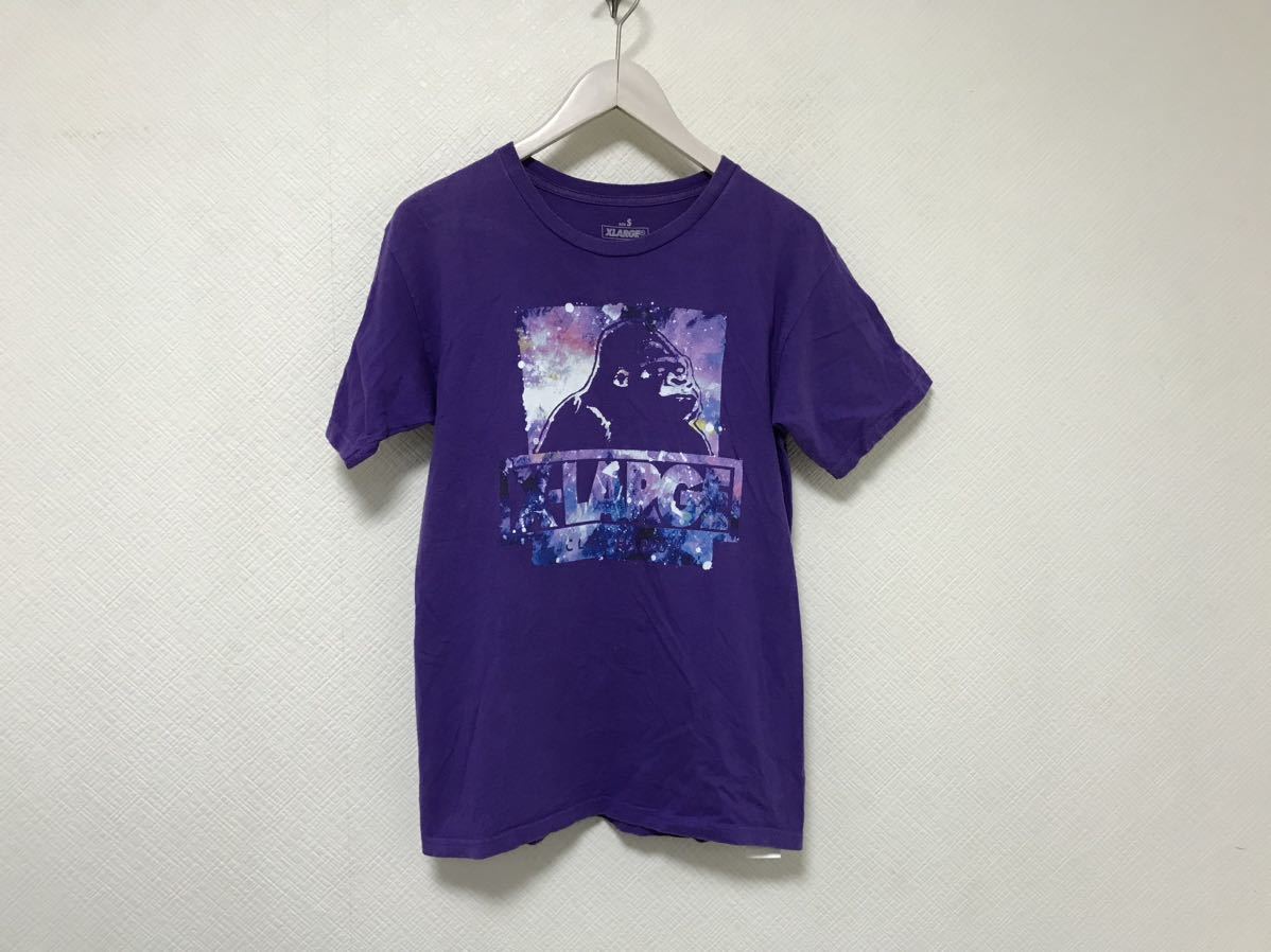 本物エクストララージXLARGEコットンプリント半袖TシャツメンズアメカジサーフミリタリービジネススーツSメキシコ製ストリートスケーター紫拍卖