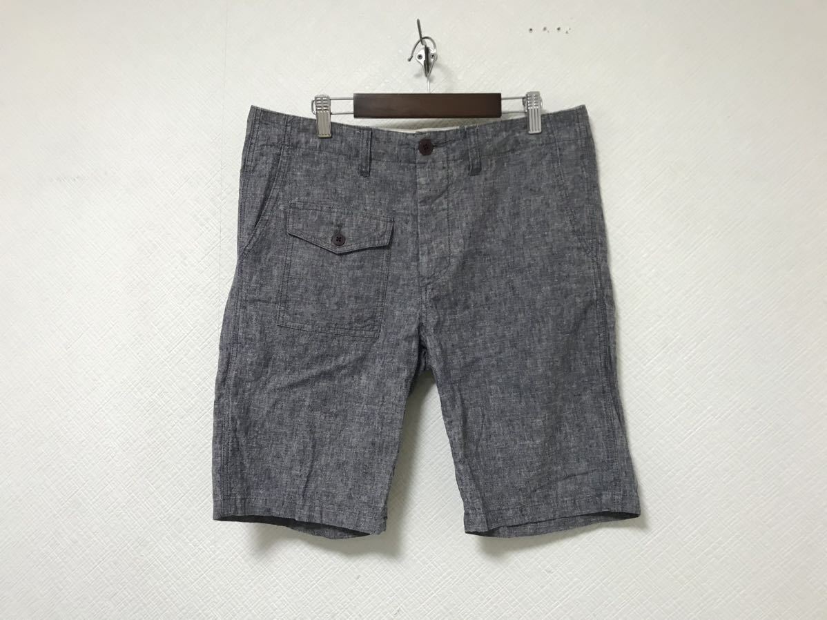 本物アーバンリサーチドアーズURBANRESEARCHDOORSコットンリネン麻ヘンプチノハーフショートパンツワークアメカジメンズサーフ青ブルー38M拍卖