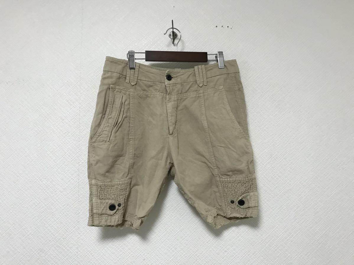 本物ディーゼルDIESELコットン麻リネンワークミリタリーカーゴハーフショートパンツサーフアメカジスーツビジネスメンズ29Sベージュ拍卖