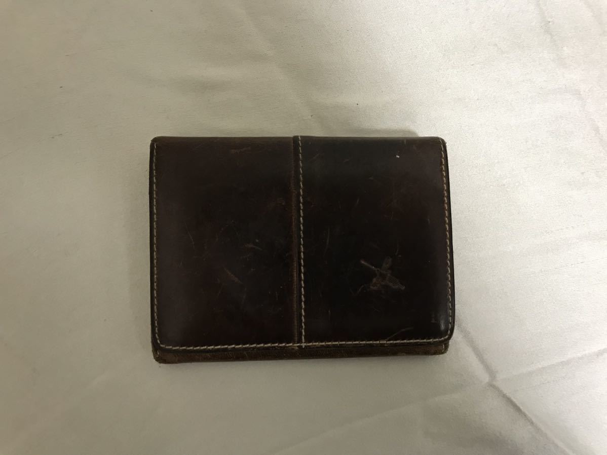 本物アインソフAin Soph本革レザー二つ折りカードケースパス名刺入れレディースメンズアメカジ茶ブラウンビジネススーツ拍卖