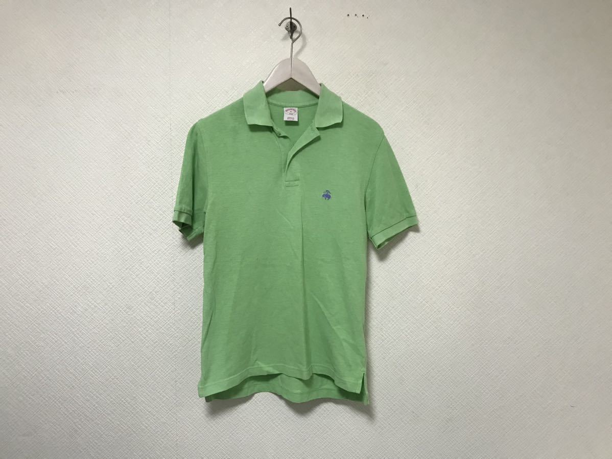 本物ブルックスブラザーズBrooksBrothers346コットンロゴ刺繍半袖ポロシャツメンズアメカジサーフミリタリービジネススーツXSグリーン緑拍卖