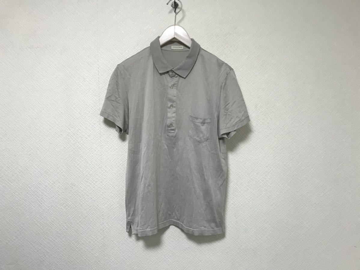 本物ナノユニバースnanouniverseコットン光沢半袖ポロシャツメンズアメカジサーフミリタリービジネススーツMグレー拍卖