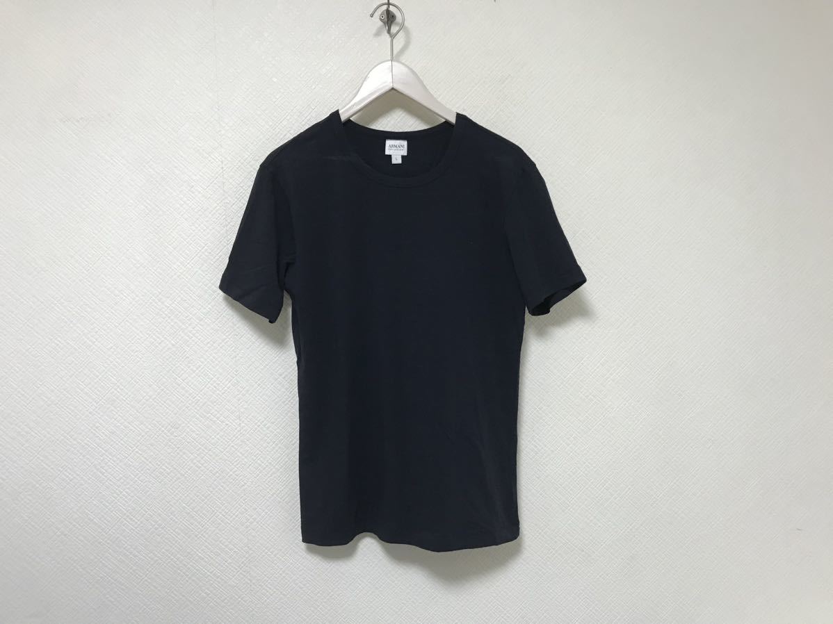 本物アルマーニコレツォーニARMANI COLLEZIONIコットンバックプリント半袖Tシャツメンズサーフビジネススーツ黒ブラックLトルコ製拍卖