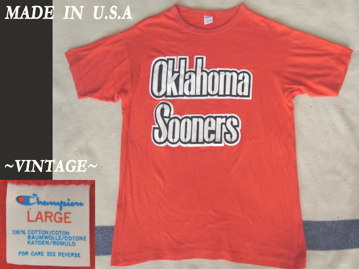 80s ビンテージ champion オクラホマ SOONERS トリコタグ Tシャツ USAアメリカ製 VINTAGE チャンピオン RRL マッコイズ拍卖
