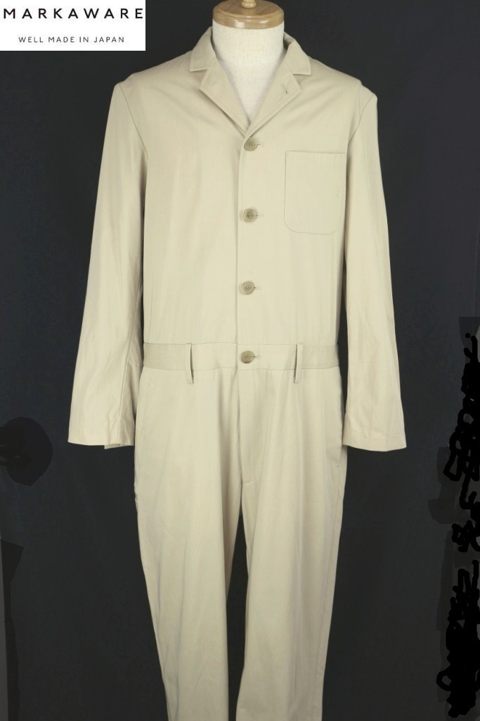 ■ほぼ新品■日本製■MARKAWARE 石川俊介■2014コレクションサンプル品 オールインワン つなぎ ベージュ マーカウェア拍卖