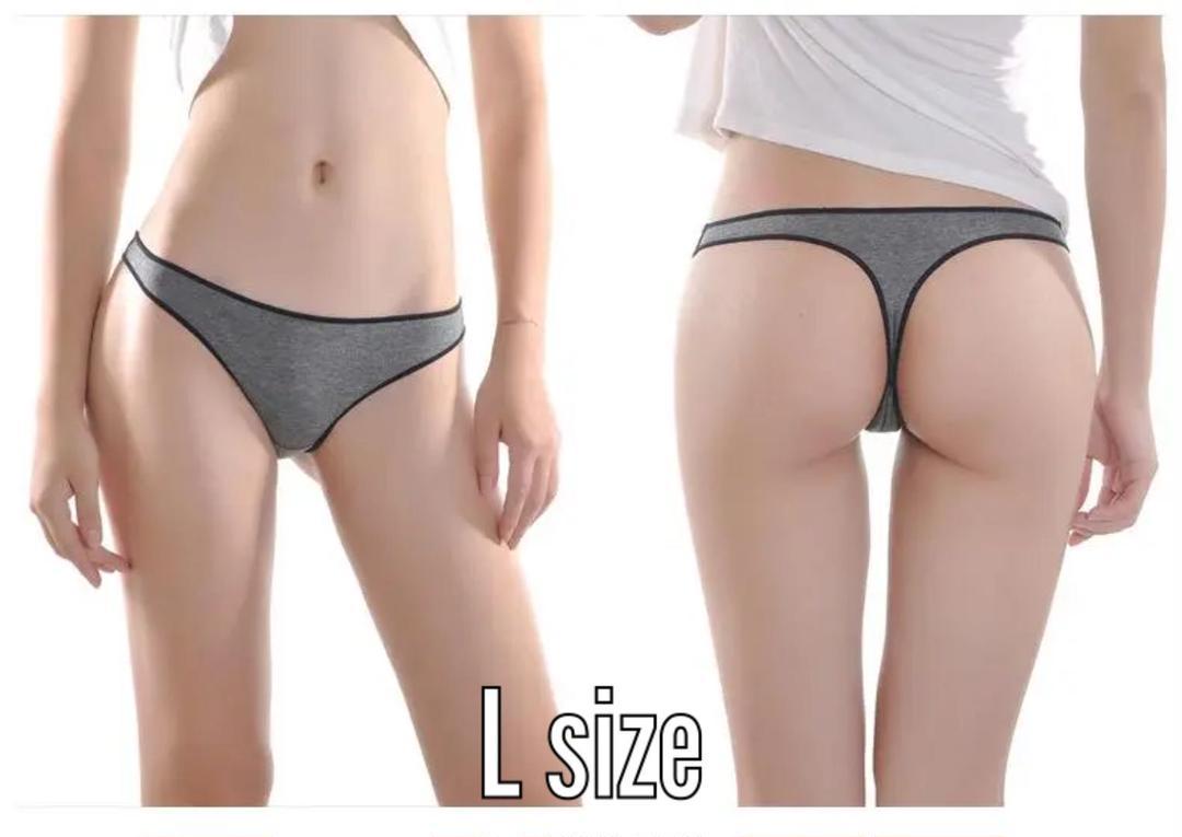 E-38.set割 Tバックショーツ レディース グレー×ブラック L拍卖