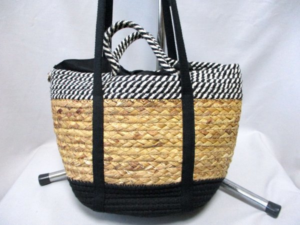 【P240】Kakatoo/カカトゥ◇2way かごバッグ ショルダー・トート メイズ 開口部布付き BR W34cm拍卖