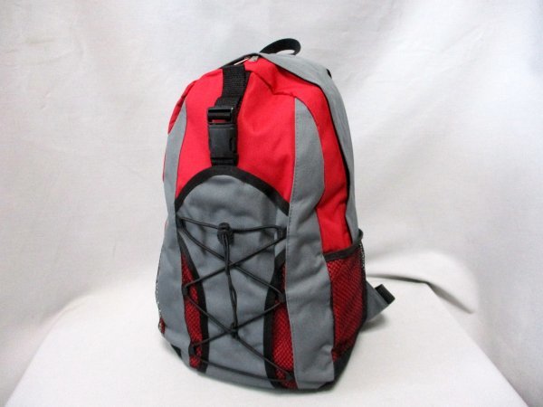 子供用リュックサック バックパック◇RD×グレー 背当てクッション付 H40cm拍卖