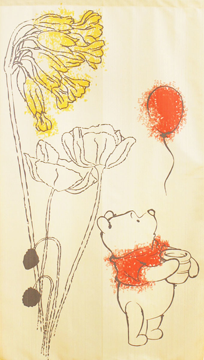 新品  暖簾 のれん 85X150cm プーさん 「Oh well」Disney【日本製】拍卖