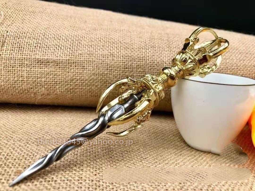【ケーリーフショップ】金剛杵 密教法具 独鈷杵 五鈷降魔杵 金剛杭 バジュラ 仏具 法器 チベット寺院仏具 手道具体型 約17cm拍卖