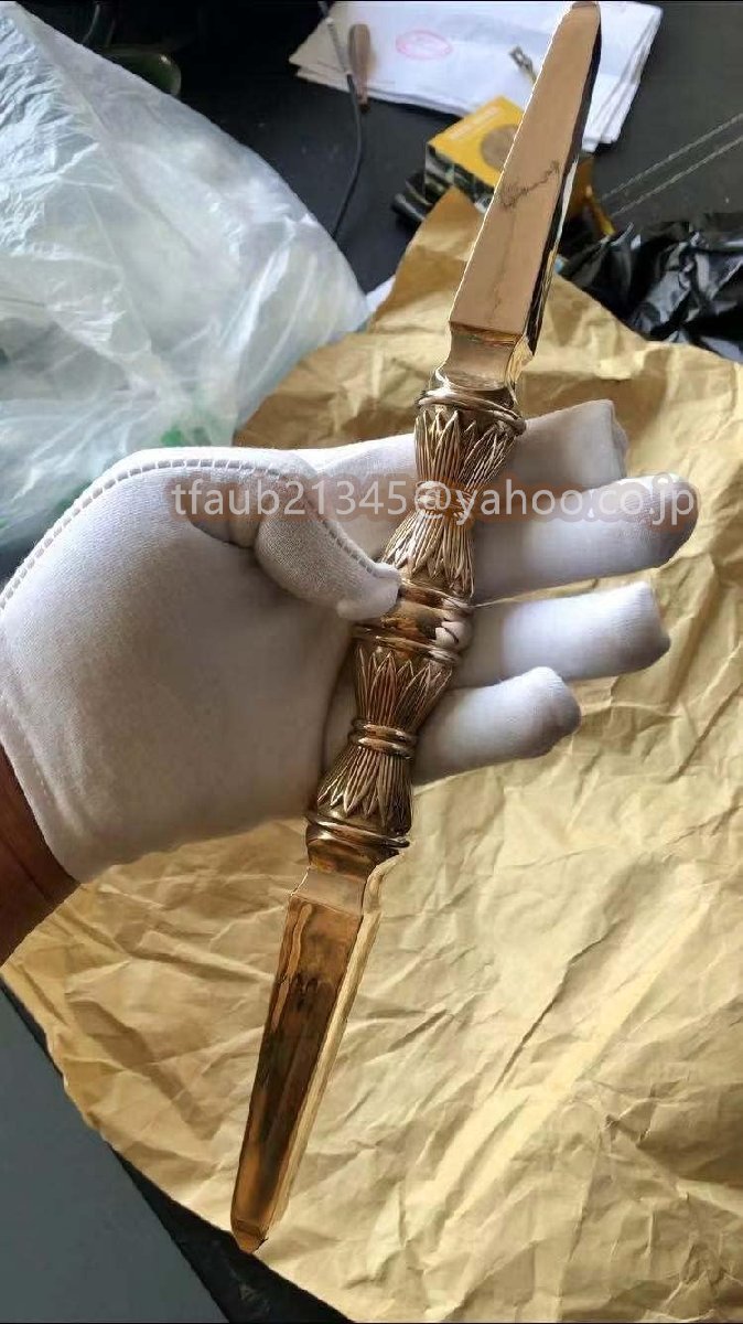 【ケーリーフショップ】独鈷杵 密教法具 金剛杵大型 長さ31cm緻彫り ハイグレード魔除け お守り どっこ寺院ギフト用 寺院仏具 手道具拍卖