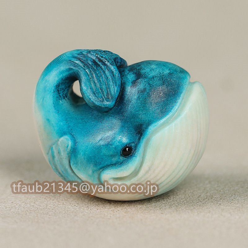 根付 提げ物 鹿角彫 東洋彫刻・現代根付 鯨 根付 (検索用:彫刻/印籠・提げ物・煙草入れ/緒締め/帯留め/Netsuke拍卖