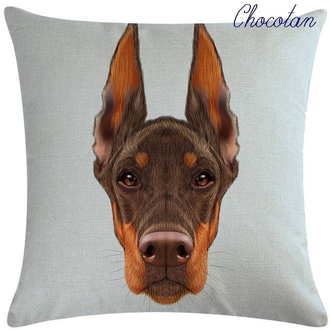 【送料無料】ドーベルマン G イラスト クッションカバー【新品】拍卖