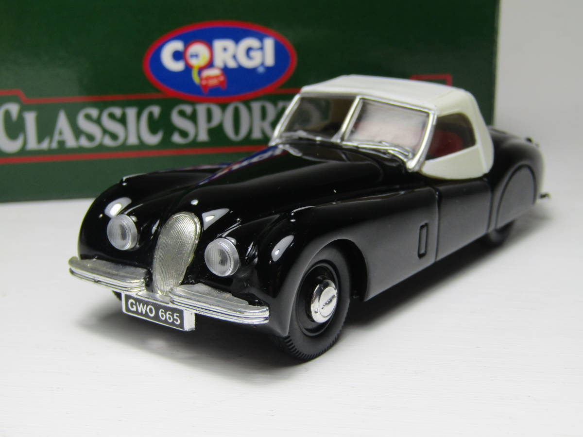 JAGUAR ジャガー XK120 ブラック 黒x赤内装xクローズドホワイトトップ GB 1948 ロードスター HP160 Classics CORGI製ヴィンテージ UK GB拍卖