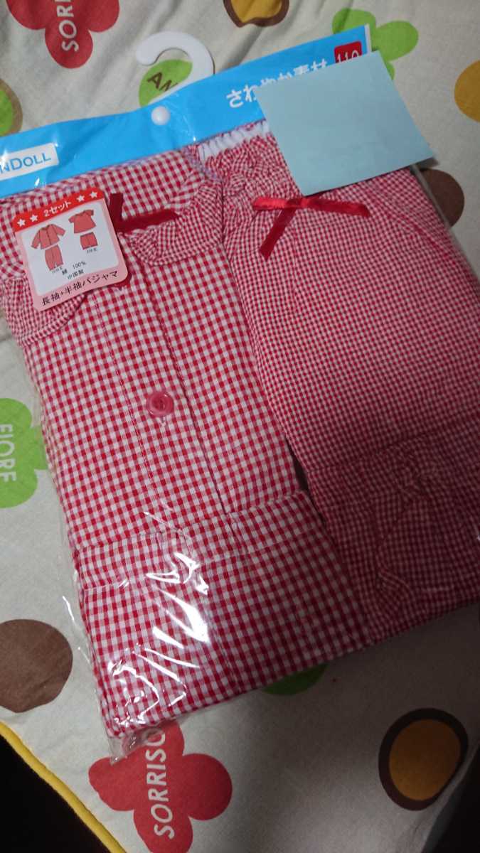 @♪0930☆パッケージ入り☆未開封・保管品☆2セット☆長袖+半袖パジャマ 赤110③拍卖