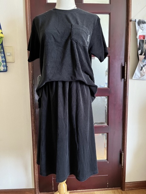 美品WILDTHINGSワイルドシングス パイル生地黒セットアップTシャツスカートM拍卖