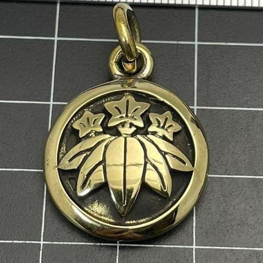 家紋ペンダント★丸に笹竜胆★小★キーホルダー真鍮製拍卖