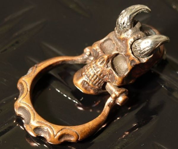 デーモンスカル★ドロップハンドル★銅&ジャーマンシルバー★サングラスホルダー拍卖