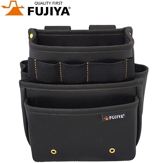 フジ矢 腰袋 3段 PS-23BG 電工袋 釘袋 工具差し ツールケース おしゃれ かっこいい プロ仕様 大工道具 丈夫 黒 ブラック拍卖