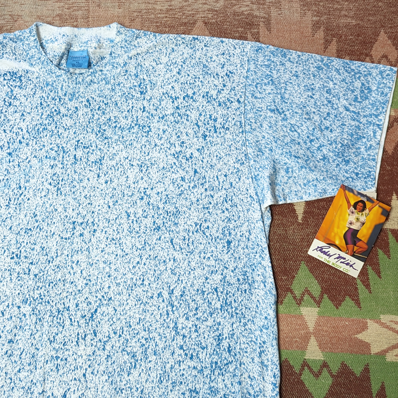 デッドストック 【スプラッター 総柄】 90s All Over Print T-Shirt 90年代 Tシャツ 青 XL アメリカ製 ペンキ ビンテージ ヴィンテージ 80s拍卖