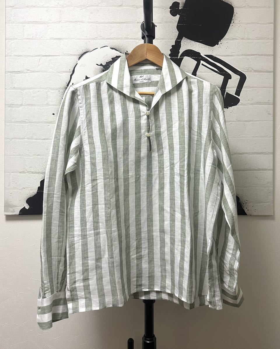 新作Massimod’AugustoALAMARIリネンボールドストライプカプリ拍卖