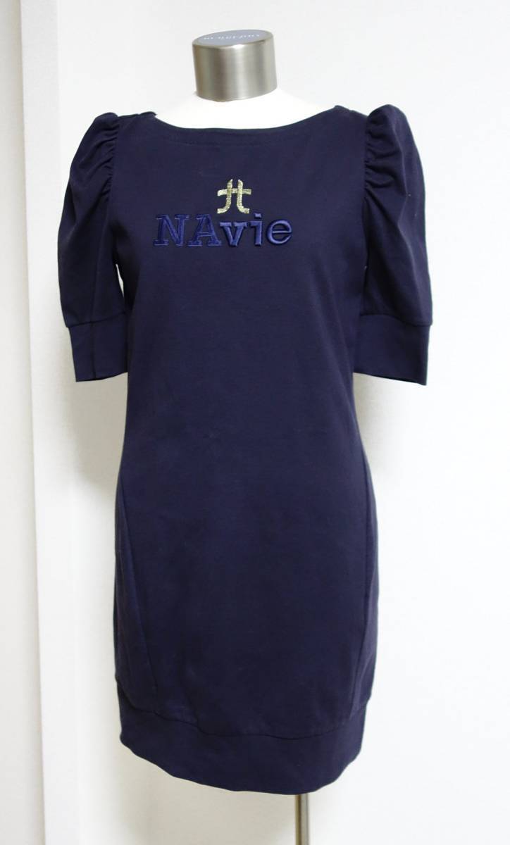 マリテフランソワジルボー 刺繍 ストレッチ ワンピース M 紺拍卖