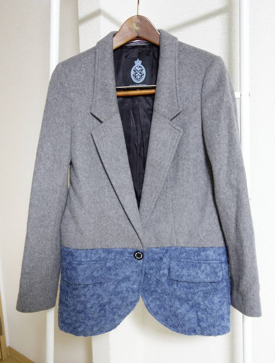 美品 guild prime ギルドプライム バイカラー ジャケット 灰 水色 36拍卖