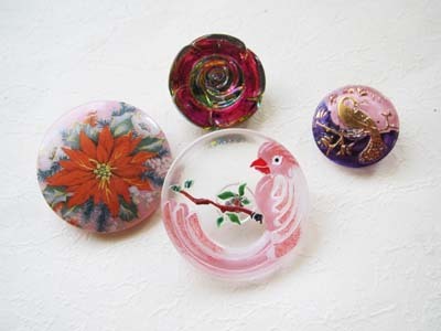 CZグラスボタン ピンク系鸚鵡セット拍卖