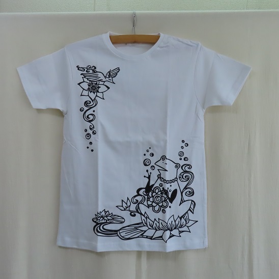 〓 新品 〓 アジアン Tシャツ 〓 カエル 蛙 エスニック アジア ホワイト 白 男女兼用 ユニセックス おしゃれ 〓AJ519拍卖