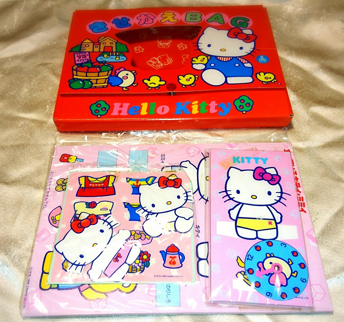 新品 1976 1988 当時物 キティ ミミィ きせかえ bag 人形 シール セット サンリオ ハローキティ 着せかえ バッグ ステッカー 時計 バック拍卖