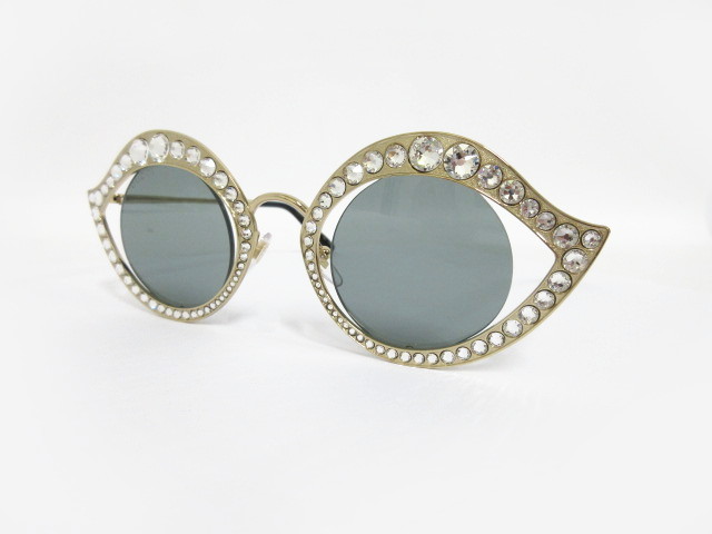 入手困難 GUCCI グッチ ラインストーン スワロフスキー サングラス GG0046S拍卖