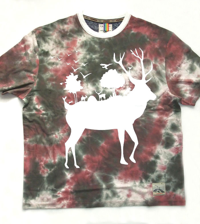 Caribou どでかプリントTシャツ タイダイベース 大きいサイズ Grey 2L CBC-1143 残りわずか 送料込み価格!拍卖