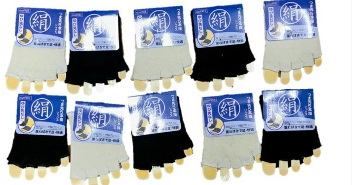 送料無料 指先ナシ男女兼用シルク5本指ハーフゆびなし 靴下10足組 インナー靴下重ねばき水虫予防いやないや~な臭いを断つ大量10足拍卖