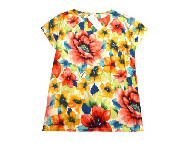 新品 ESSEME エシーム 花柄 チュニック Tシャツ L 11号 トップス ゆる 楽 きちっと ボタニカル リボン ベルト 藤本美貴拍卖