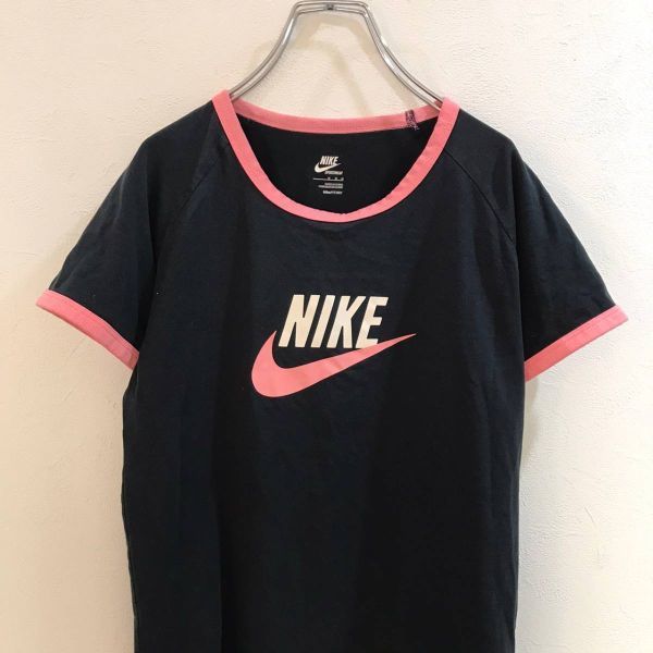 ビッグロゴ★NIKE/ナイキ 半袖 Tシャツ ブラック 黒 レディース M拍卖