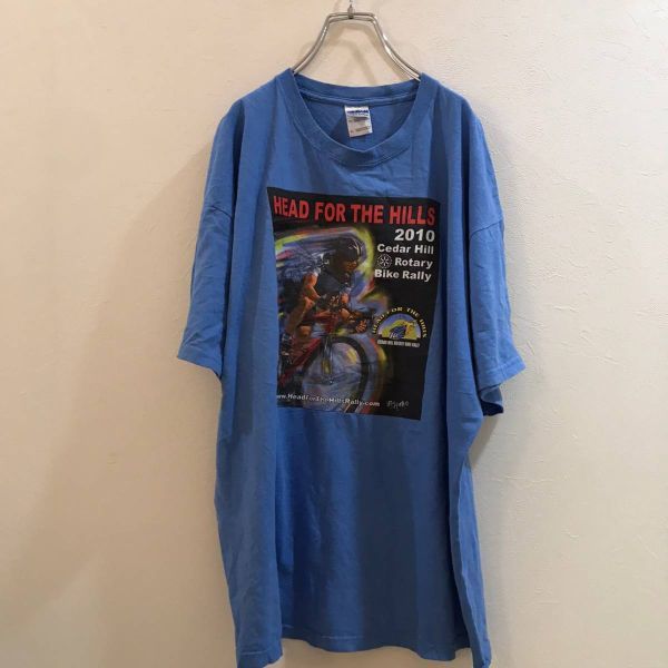 ロードバイクヒルクライム★HEAD FOR THE HILLS/ 半袖 Tシャツ ブルー 水色 メンズ BIKE RALLY XL拍卖
