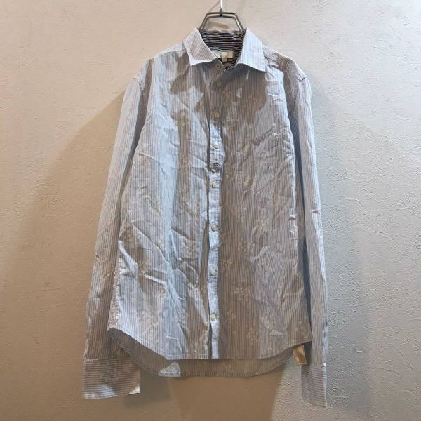 DIESEL/ディーゼル 長袖DIESELストライプシャツ ブルー水色 Sサイズ メンズ拍卖