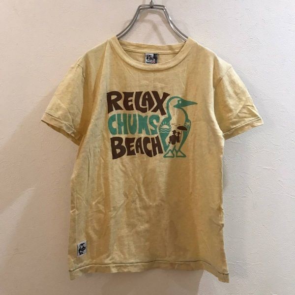 CHUMS/チャムス 半袖Tシャツ イエロー ベージュ メンズ M アウトドアキャンプ拍卖