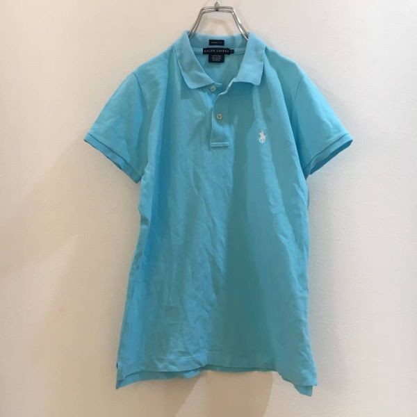 RALPH LAUREN/ラルフローレン 半袖ポロシャツ ロゴ刺 ブルー水色 Lサイズ拍卖