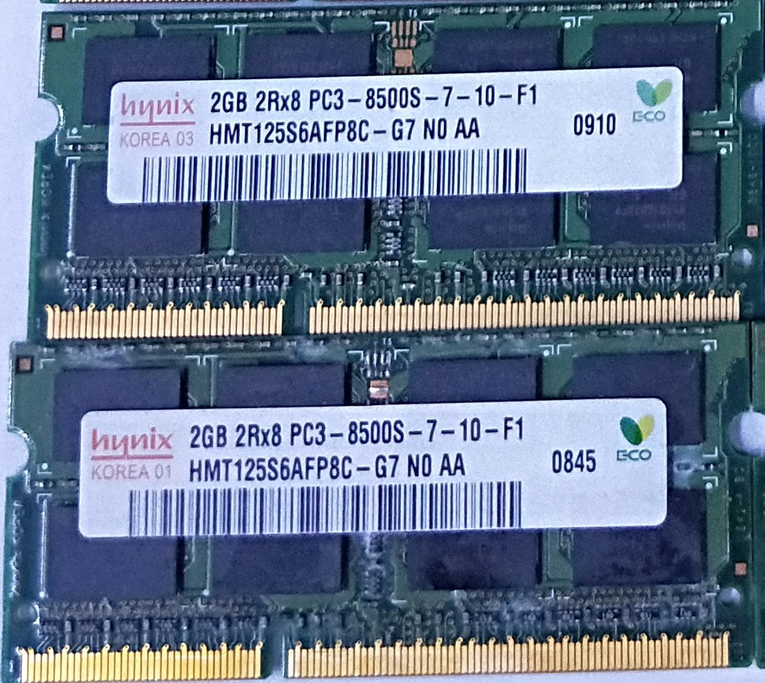 【中古パーツ】PC3 ノートパソコン用 DDR3 メモリ HYNIX 2GB-2RX8 PC3-8500S-7-10-F1 2GBx2枚 計4GB (在庫10枚)送料無料■N(110)拍卖