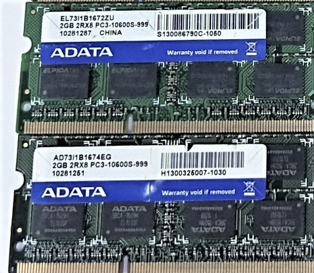 【中古パーツ】PC3 ノートパソコン用 ADATA 2GB-2RX8 PC3-10600S-999 2GBx2枚 計4GB (在庫6枚)送料無料■N(170)拍卖