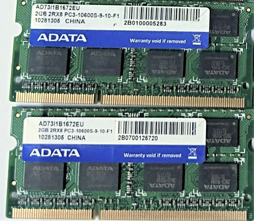 【中古パーツ】PC3 ノートパソコン用 ADATA 2GB-2RX8 PC3-10600S-9-10-F1 2GBx2枚 計4GB (在庫6枚)送料無料■N(169)拍卖