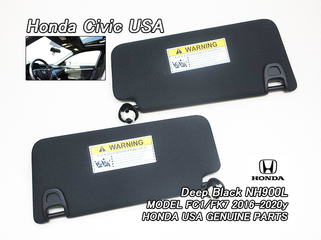 シビックFC1FK7【HONDA】ホンダCIVIC純正USサンバイザー左右(ブラックNH900L)/USDM北米仕様ハッチバック&セダンUSA英文字ルームバイザー拍卖