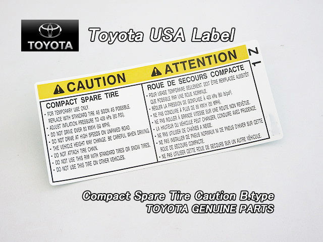 プリウスα後期【TOYOTA】ZVW40トヨタPRIUS.V純正USラベルSpare.Tire.Caution/USDM北米仕様スペアタイヤコーションステッカーUSAアルファ拍卖