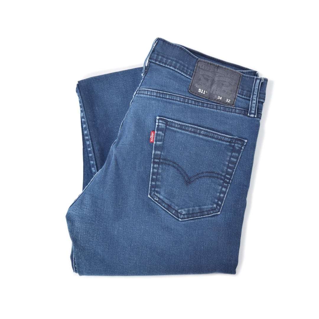 【送料無料】リーバイス 511 スキニー ジーンズ デニムパンツ ストレッチ ダークブルー系 Levis W34 古着 @EA0205拍卖
