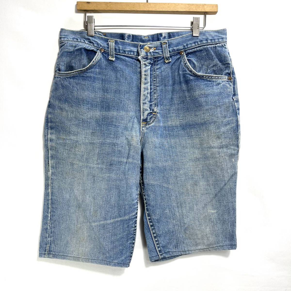 ■ 80s 80年代 ビンテージ Lee リー ユニオンチケット 付き デニム ショーツ ハーフ パンツ デニム ジーンズ 青 アメカジ インディゴ ■拍卖