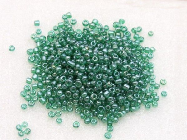 ガラスビーズ(XS) クリアタイプ1.5x2mm 草緑(パール風) 約300個拍卖
